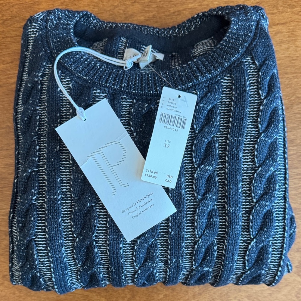 Anthropology- Pilcro NWT/ Women's blue/gray Cable Knit Sweater - Picture 5 of 5